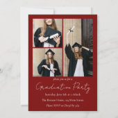 シンプルな卒業お知らせ＆パーティー招待状 招待状 (裏面)