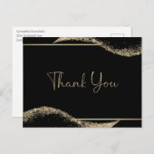 シンプルな卒業お礼 黒ゴールドグリッター ポストカード (正面/裏面)