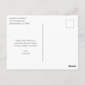 シンプルな卒業お礼 黒ゴールドグリッター ポストカード (裏面)