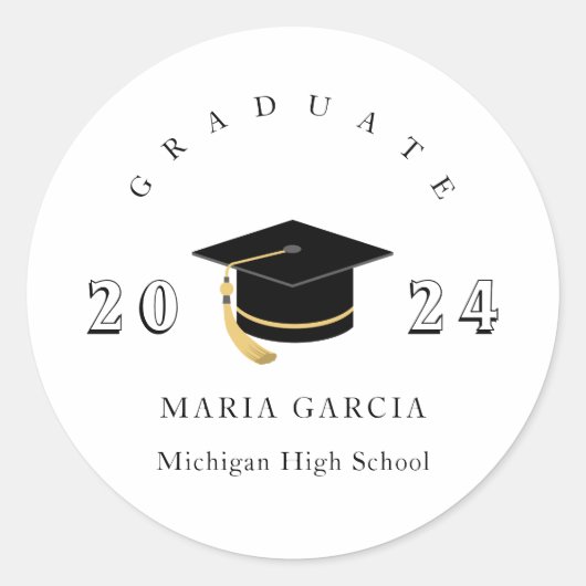 シンプルな卒業クラシックラウンドステッカー ラウンドシール (正面)