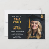 シンプルな卒業パーティーの写真 卒業式 招待状 (正面)