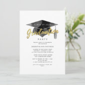 シンプルな卒業パーティー2025 ミニマルな卒業祝賀会 招待状 (スタンド正面)