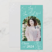 シンプルな卒業写真 水色の葉 (正面/裏面)