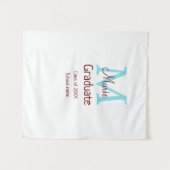 シンプルな卒業名入れモノグラム 緑 ピンク ミニマル タペストリー (正面(横))