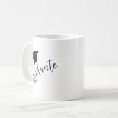シンプルな卒業式の黒と白のデザインの卒業帽 コーヒーマグカップ (正面左)