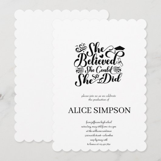 シンプルな卒業招待状 招待状 (正面/裏面)