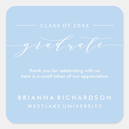 シンプルな卒業生の筆文字 | サンクスステッカー スクエアシール (正面)