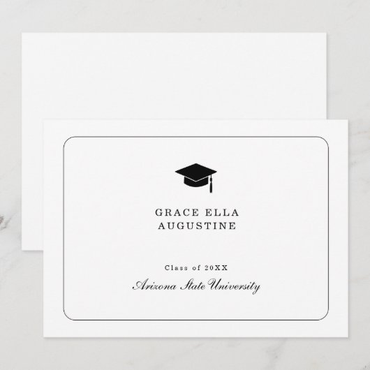 シンプルな卒業発表 招待状 (正面/裏面)