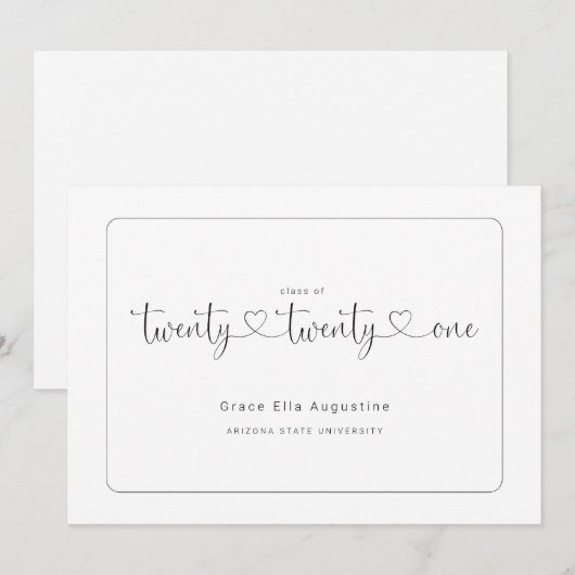 シンプルな卒業発表 招待状 (正面/裏面)