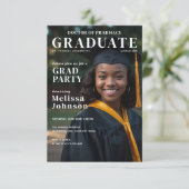 シンプルな卒業記念誌の表紙に着想を得た卒業式 招待状 (スタンド正面)