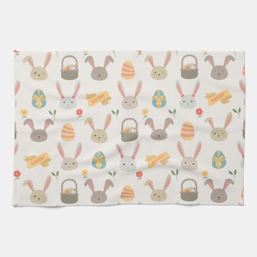 シンプルな卵およびバニーのイースター|台所タオル キッチンタオル (横)
