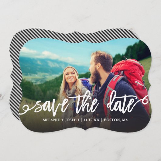 シンプルな原稿の保存日付の写真 セーブザデート (正面/裏面)