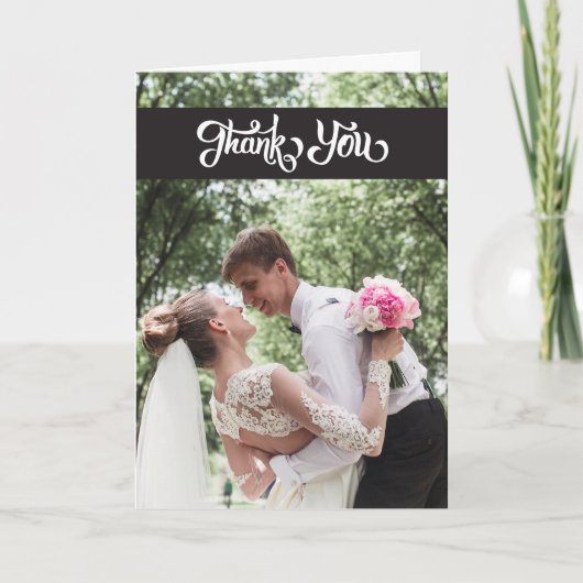 シンプルな原稿の結婚式は折りましたメッセージカードを感謝していしています サンキューカード (正面)