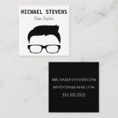 シンプルな及び洗練されたメンズ美容師 スクエア名刺 (正面/裏面)