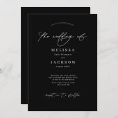 シンプルな台本付きのブラックアンドホワイトのウェディング 招待状 (正面/裏面)