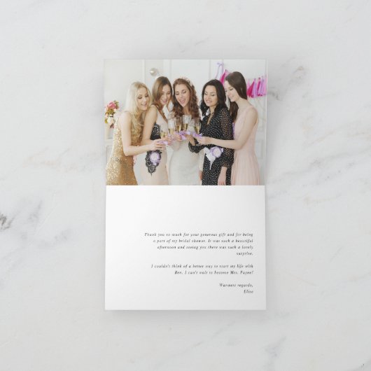 シンプルな台本 | エレガントでパーソナライズされた写真 サンキューカード (内部)