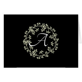 シンプルな台紙 シンプルな花輪 モノグラム メモカード