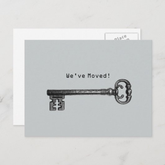 シンプルな合い鍵の新しい住所移動 案内ポストカード (正面/裏面)