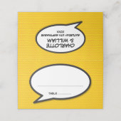 シンプルな名前と日付のコミックブックの結婚式 プレイスカード (外部開封)