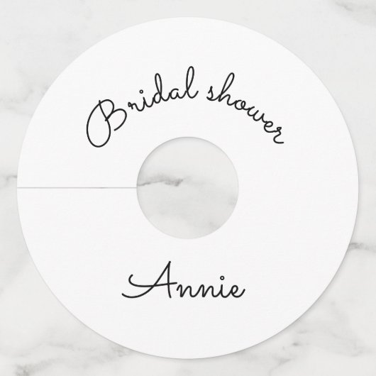 シンプルな名前テキストを追加する結婚前のお祝い ワイングラスタグ (正面)