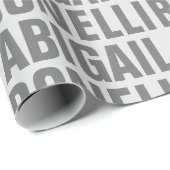 シンプルな名前 モダンなグレー おしゃれなデザイン ラッピングペーパー (ロールコーナー)