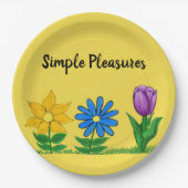 シンプルな喜びの庭 花 黄色 ペーパープレート (正面)