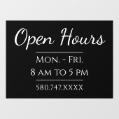 シンプルな営業時間と電話番号 ウィンドウサイン (シート)