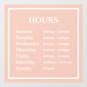 シンプルな営業時間 ピンク ウィンドウ ステッカー ウィンドウサイン (シート)