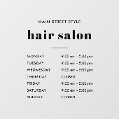 シンプルな営業時間 ヘアサロン事業用 ウィンドウサイン (シート)