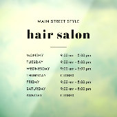 シンプルな営業時間 ヘアサロン事業 ウィンドウサイン (シート3)