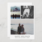 シンプルな四人カップル写真 ハッピーホリデー シーズンカード (正面/裏面)