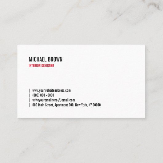 シンプルな四角の赤いボックス モダン 名刺 (裏面)