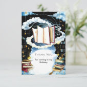 シンプルな図書館の童話 お誕生日の絵本 サンキューカード (スタンド正面)