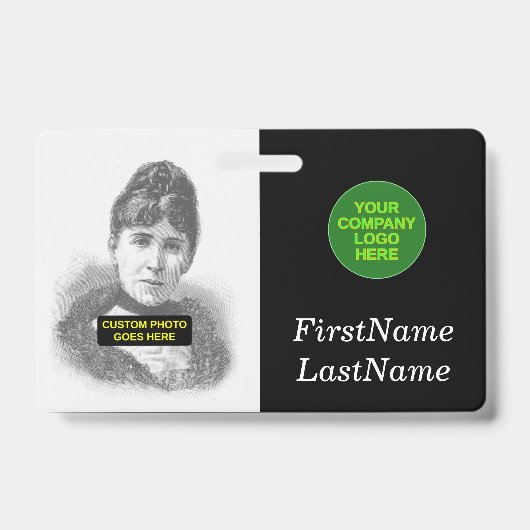 シンプルな基本的な社員/スタッフの肖像バッジ バッジ (Front)