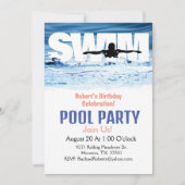 シンプルな大人向けスイムパーティー誕生日プールパーティー招待状 招待状 (正面)