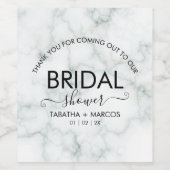 シンプルな大理石スクリプト エレガント ブライダルシャワー ワインラベル (シングルラベル)