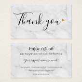 シンプルな大理石 お買い上げありがとう割引カード (正面&裏面)