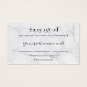 シンプルな大理石 お買い上げありがとう割引カード (裏面)