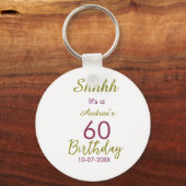 シンプルな大胆なマロンゴールドのshhhh 60歳の誕生日名 キーホルダー (裏面)