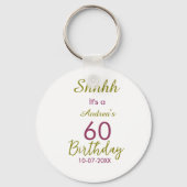 シンプルな大胆なマロンゴールドのshhhh 60歳の誕生日名 キーホルダー (裏面)