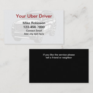 シンプルな太字のUberドライバーのビジネスカード 名刺