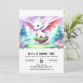 シンプルな子供のドラゴンの誕生日 招待状 (スタンド正面)