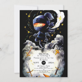 シンプルな子供の忍者誕生日 招待状