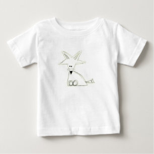 シンプルな子供の絵 黒白グレー キツネの落書き ベビーTシャツ