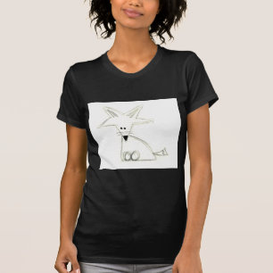 シンプルな子供の絵　黒白グレー　キツネの落書き Tシャツ
