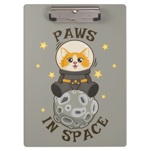 シンプルな宇宙の猫 宇宙飛行士 宇宙の動物 月 クリップボード (正面)