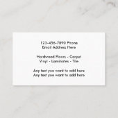 シンプルな家のフロアーリングのサービス業カード 名刺 (裏面)