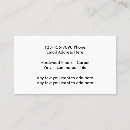 シンプルな家のフロアーリングのサービス業カード 名刺 (裏面)