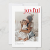 シンプルな家族の写真が赤く楽しいクリスマスを祝う 招待状 (正面)