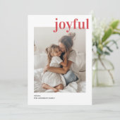 シンプルな家族の写真が赤く楽しいクリスマスを祝う 招待状 (スタンド正面)